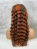 FRONTAL LACE WIG DEEP WAVE BLOND MÉCHÉS MIEL