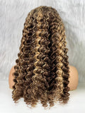 FRONTAL LACE WIG CURLY BLOND MÉCHÉS