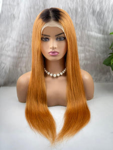 FRONTAL LACE WIG STRAIGHT BLOND MIEL